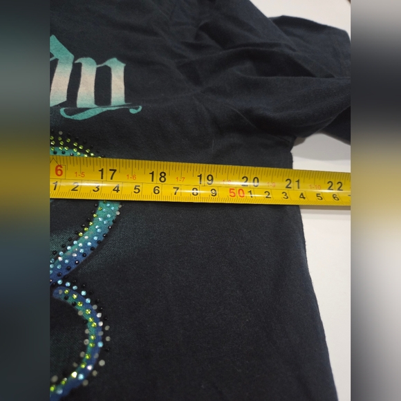 Ed Hardy Black Graphic Embellished Rhinestone T-Shirt for Men Sz.L - Picture 5 of 10